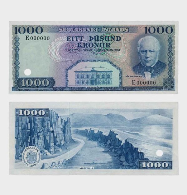 1961 - 1000 Kronur - SPECIMEN