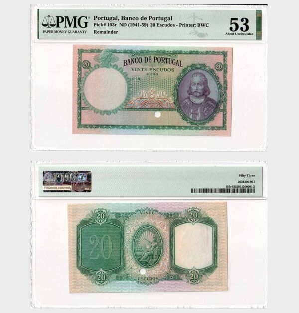 1941-1959 - 20 Escudos - Ch.6 - REMAINDER - PMG
