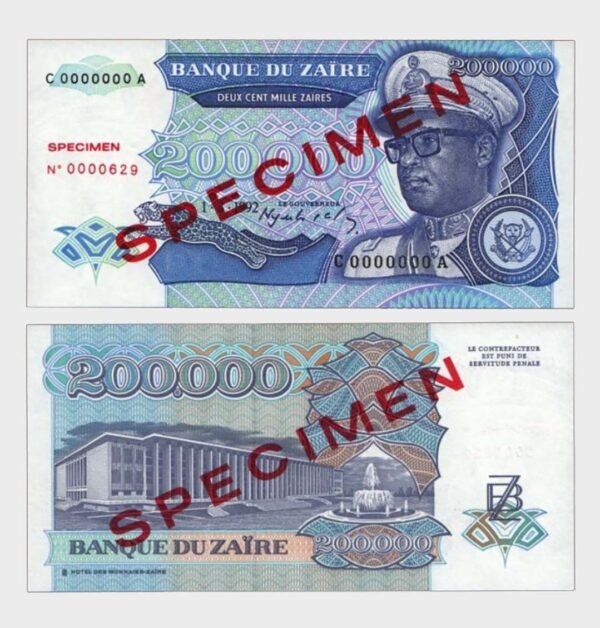 1992 - 200.000 Zaires - SPECIMEN