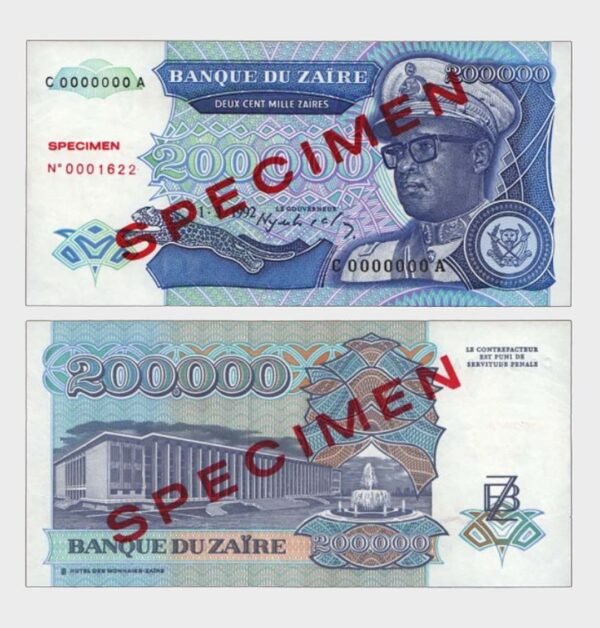 1992 - 200.000 Zaires - SPECIMEN