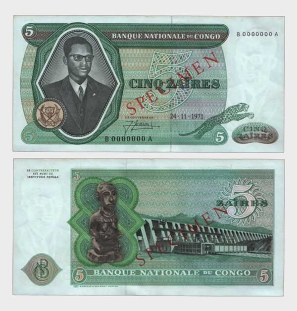 1971 - 5 Zaires - SPECIMEN