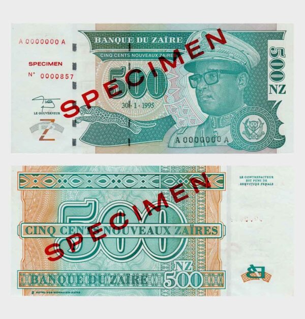 1995 - 500 Zaires - SPECIMEN