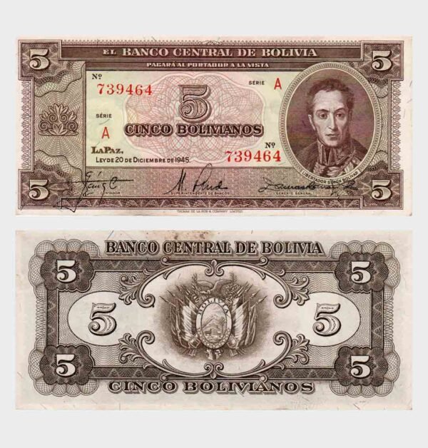 1945 - 5 Bolivianos
