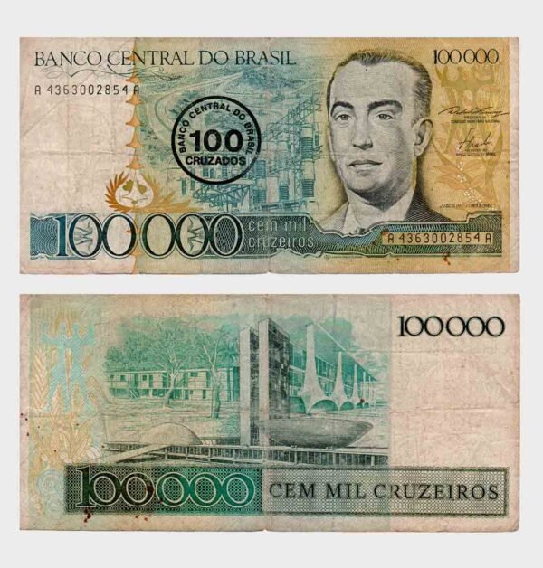 1986 - 100 Cruzados / 100.000 Cruzeiros