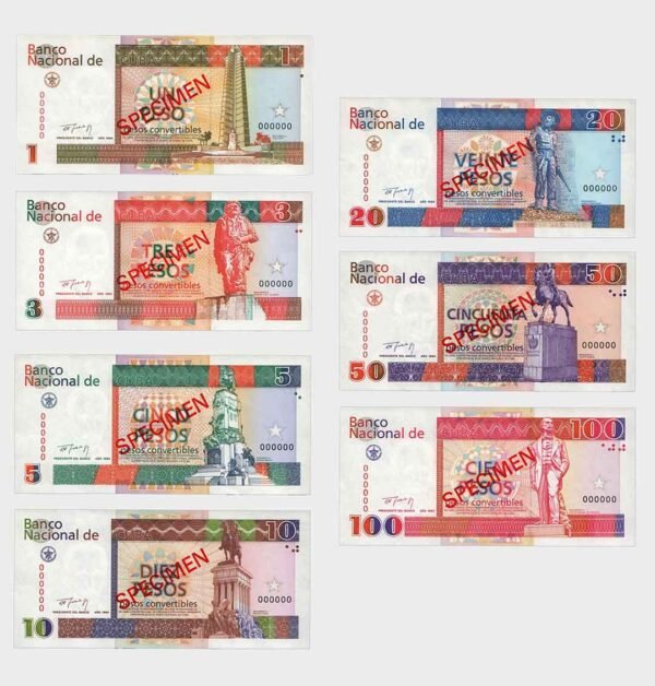 1994 - 1, 3, 5, 10, 20, 50, 100 Pesos - SPECIMEN