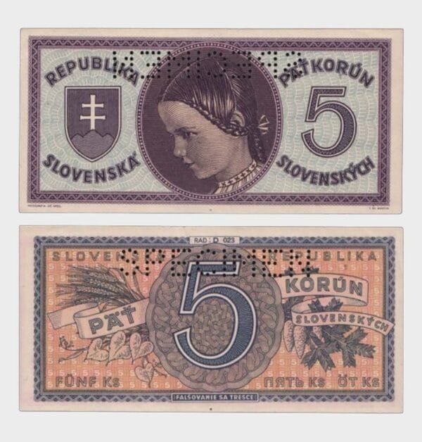 1945 - 5 Korun - SPECIMEN