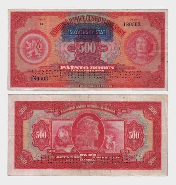 1929 (1939) - 500 Korun - 2x SPECIMEN