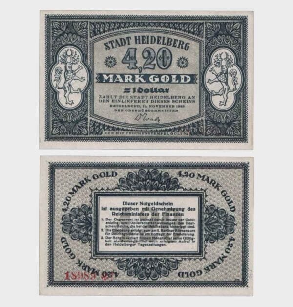 1923 - 4.20 Mark Gold = 1 Dollar