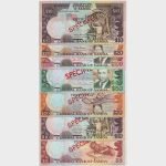 1990-2006 - 5,10,20,50,100 Tala - 7 Banknotes - SPECIMEN