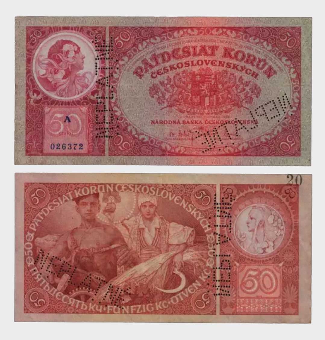 #CO8956 - Czechoslovakia 1929 - 50 Korun - 2x NEPLATNÉ - Image 1