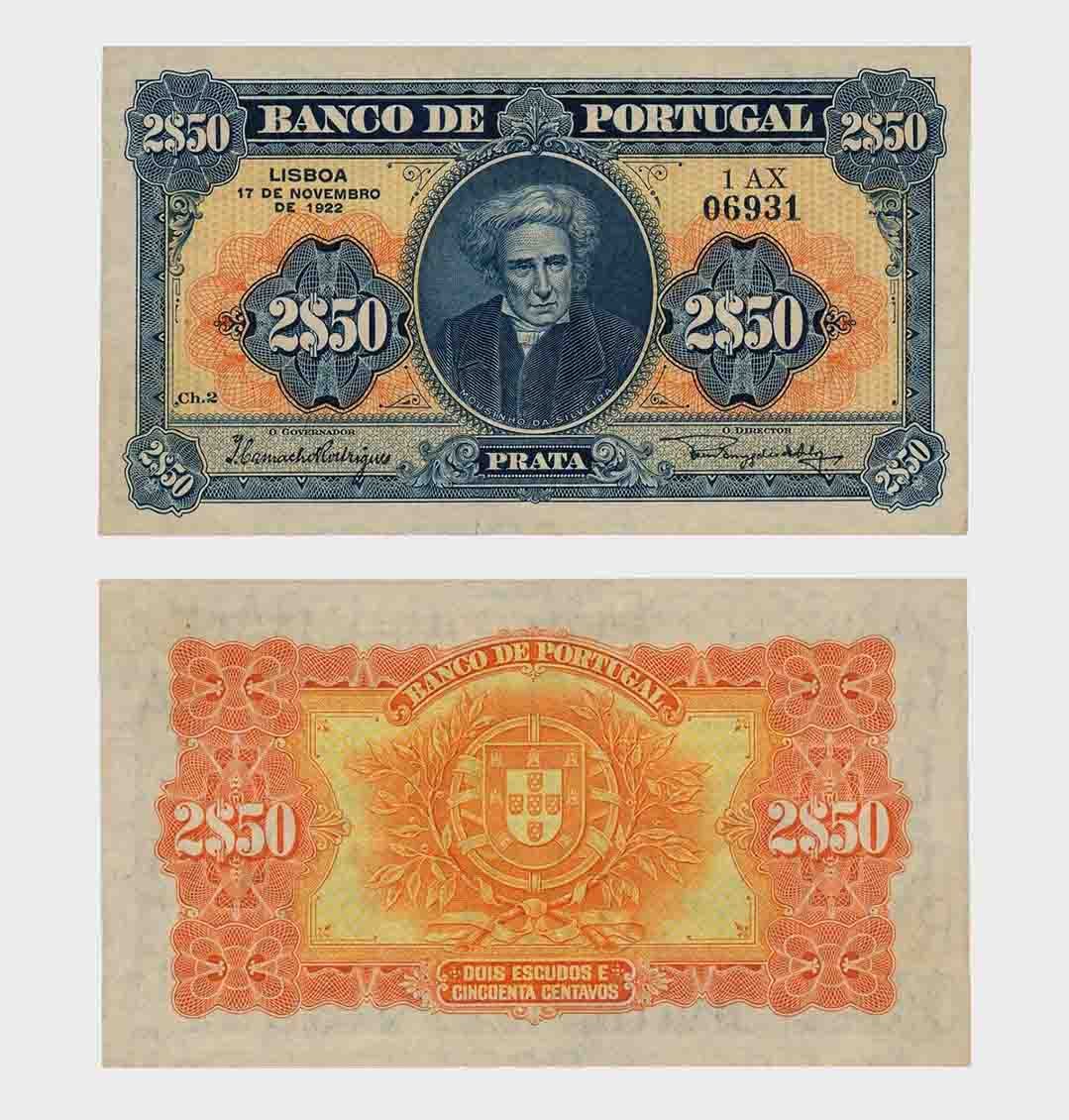 #RS2355 - Portugal 1922 - 2.50 Escudos - Ch.2 - Image 1