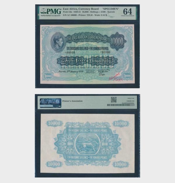 1939 - 10.000 Shilling - PMG - SPECIMEN