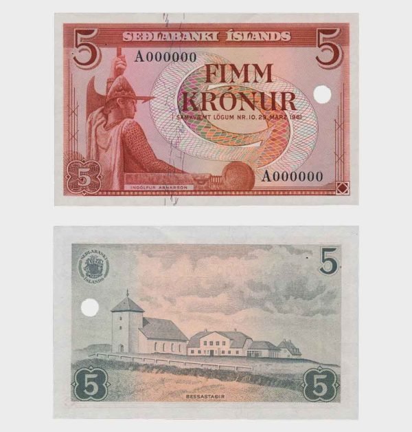 1961 - 5 Kronur - SPECIMEN - RARE