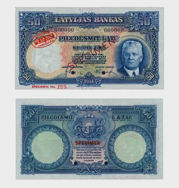 1934 - 50 Latu - SPECIMEN