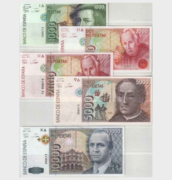 1992 - 1000, 2x 2000, 5000, 10.000 Pesetas - S/N : ...8213