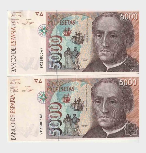 1992 - 5000 Pesetas - S/N : 9C3800566/7