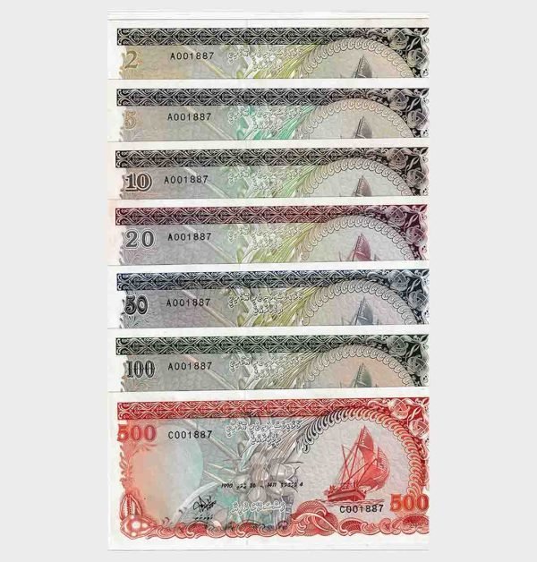 1990 - 2,5,10,20,50,100,500 Rupiah - 7x S/N : ...1887