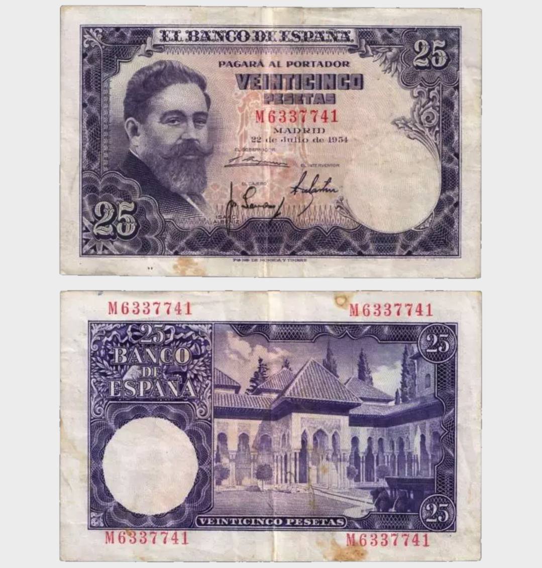 #CO9549 - Spain 1954 - 25 Pesetas - Image 1