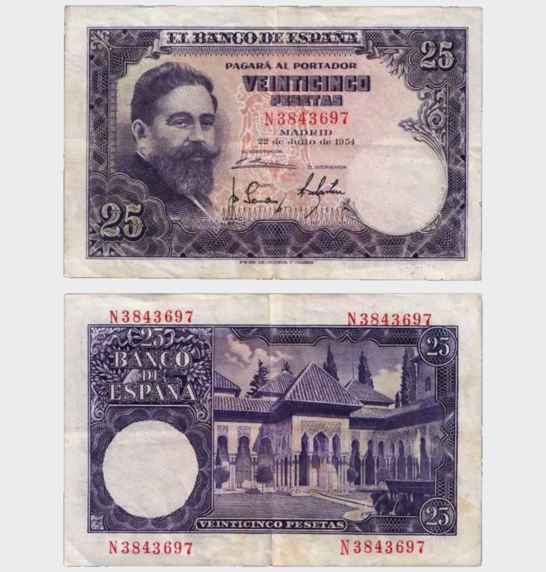 #CO9550 - Spain 1954 - 25 Pesetas - Image 1