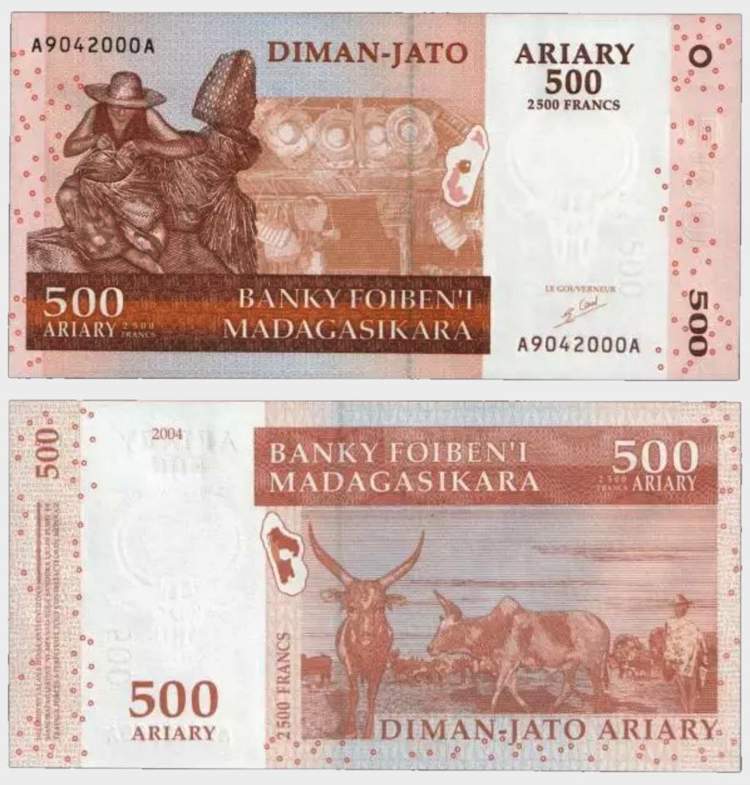 #CO9700 - Madagascar 2004 - 500 Ariary - S/N : A...A - Image 1
