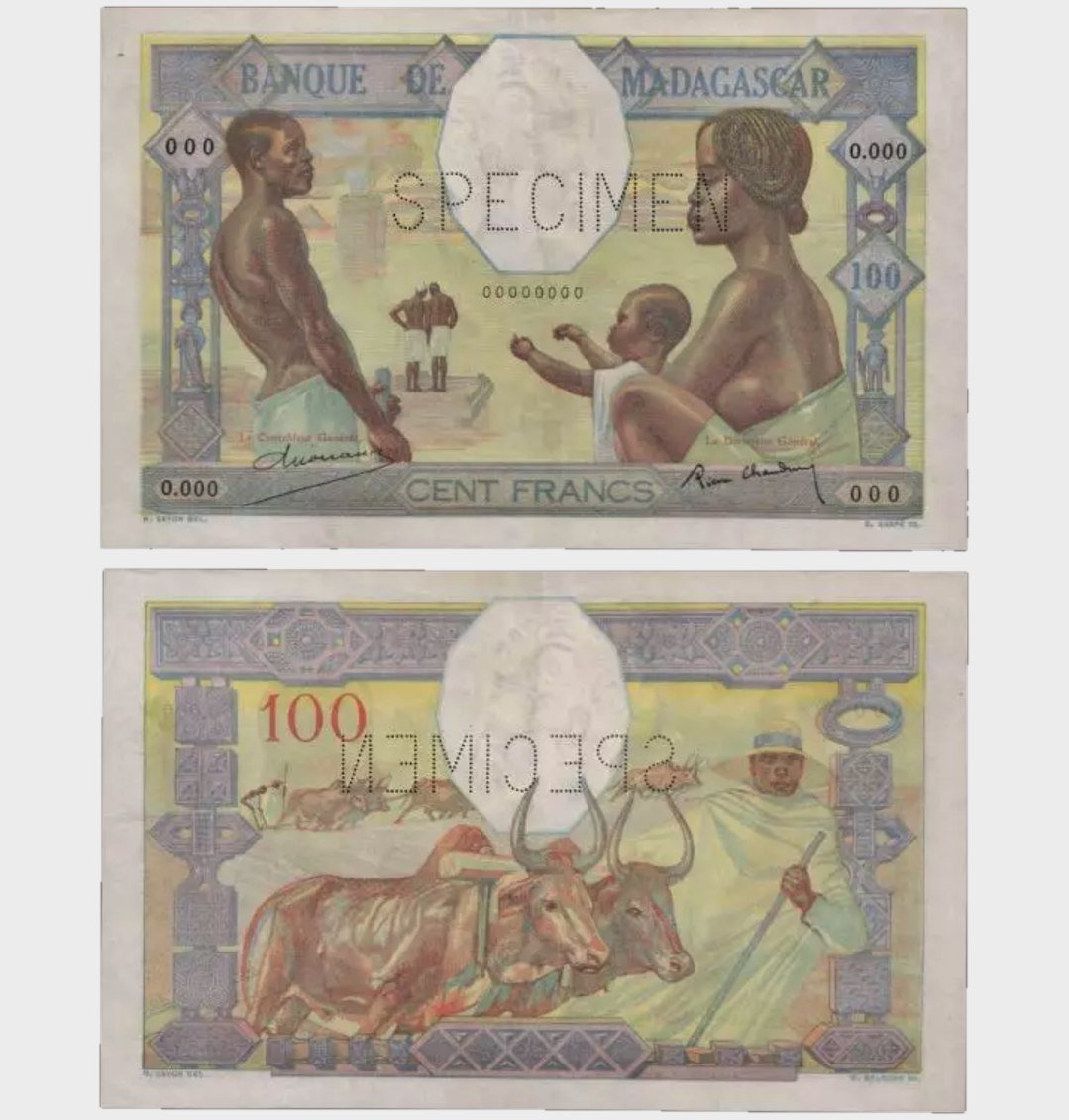 #CO9717 - Madagascar 1937 - 100 Francs - SPECIMEN - PMG - Image 1