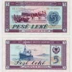 1976 - 5 Leke - SPECIMEN