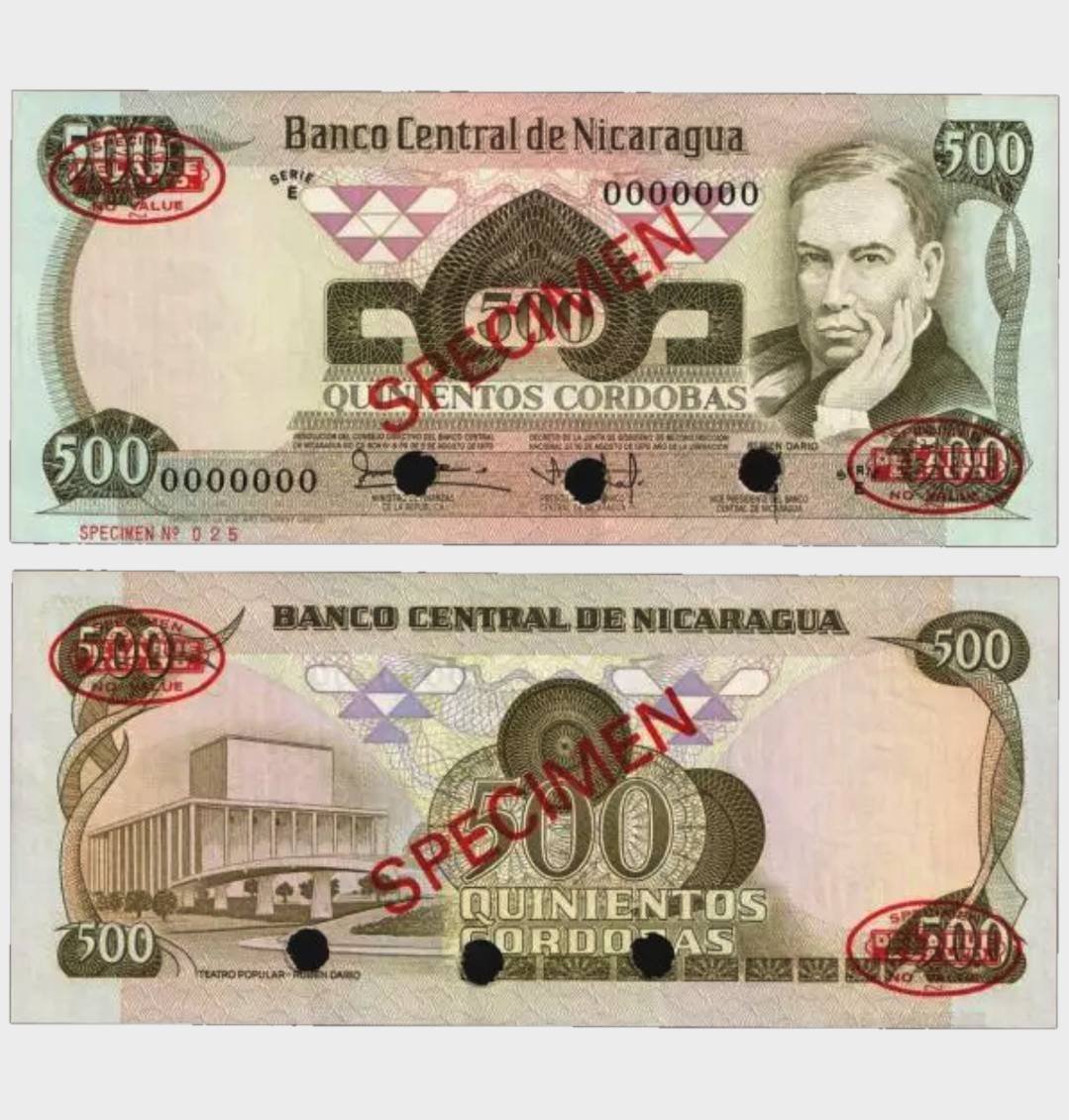 #CO10444 - Nicaragua 1979 - 500 Cordobas - SPECIMEN - Image 1