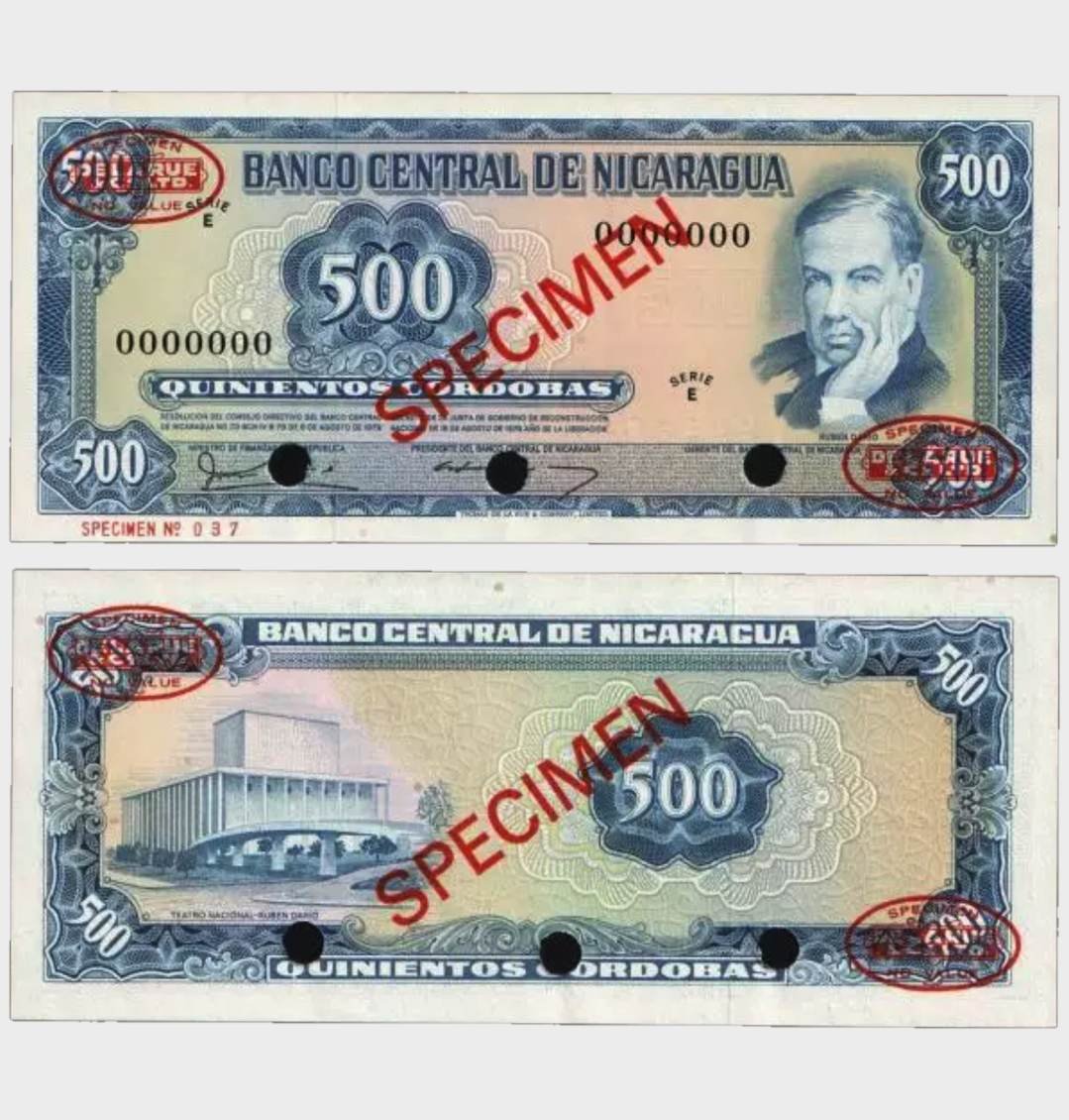 #CO10454 - Nicaragua 1979 - 500 Cordobas - SPECIMEN - Image 1