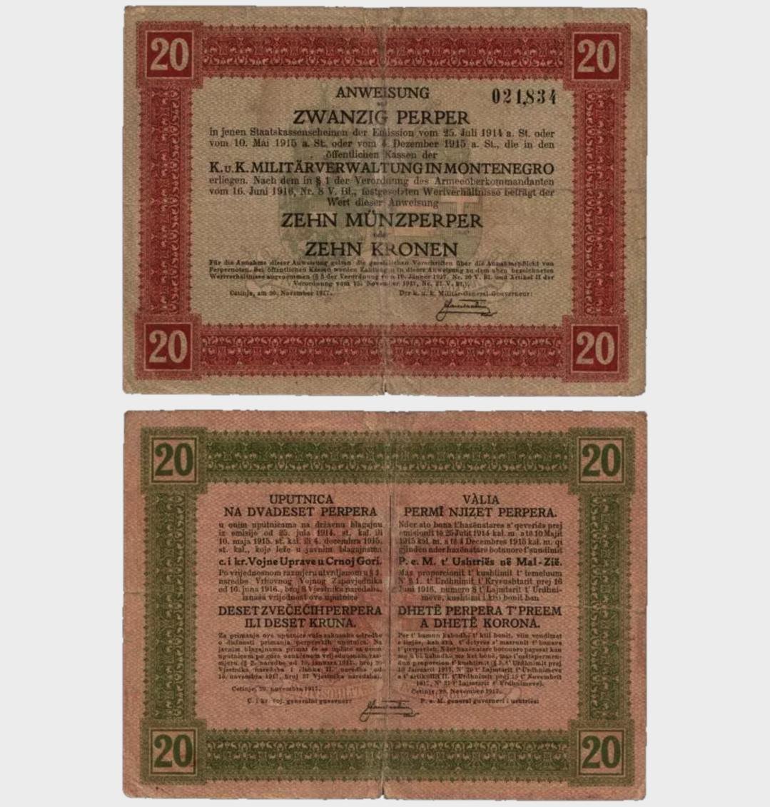 #CO10544 - Montenegro 1917 - 20 Perper - Image 1