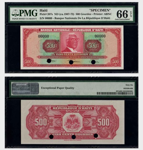 1967 - 500 Gourdes - SPECIMEN - PMG