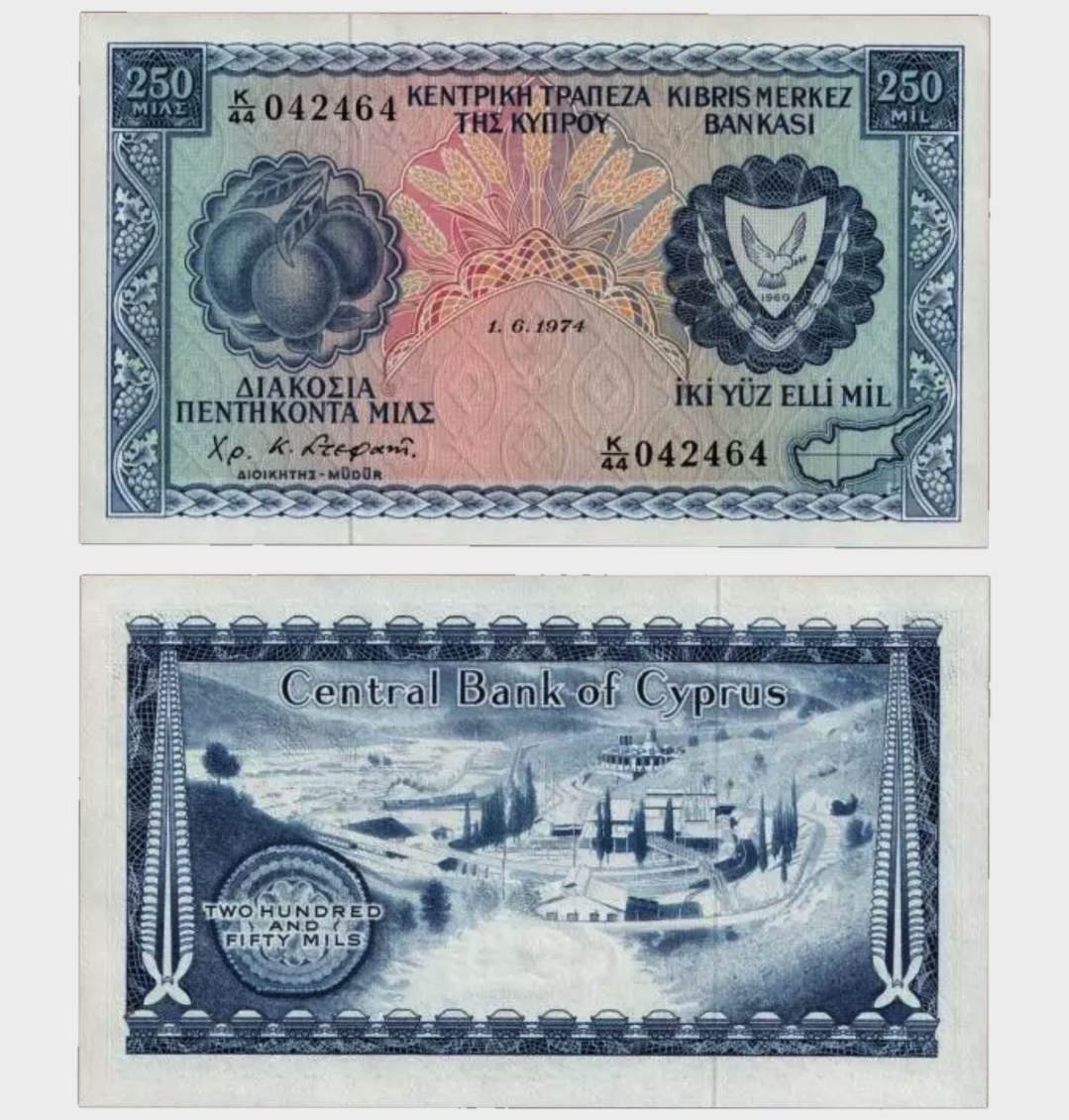 #CO11378 - Cyprus 1974 - 250 Mils - Image 1