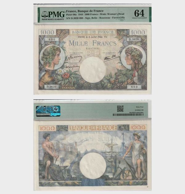 1944 - 1000 Francs - PMG